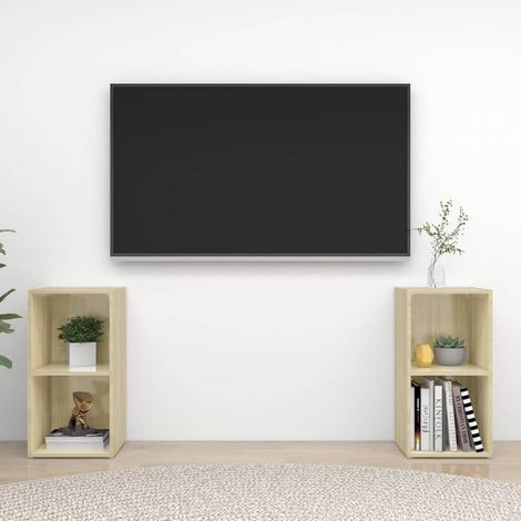 vidaXL Muebles de salón de pared 2 pzas madera ingeniería roble Sonoma (1/5)