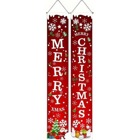Décoration de Noël et du Nouvel An 2025 : rideau de porte en tissu avec couplets de Noël, 30 x 180 cm, style 11