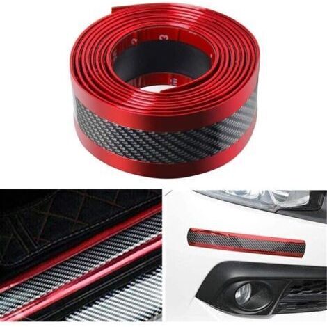 3 m Protecteur de seuil de Porte de Voiture en Fibre de Carbone Universel Protecteur d'autocollant Auto-adhésif pour SUV, Camion, Protections d’entrée de Porte,5 x 300cm/2 x 119,4”(WxL),Rouge (1/3)