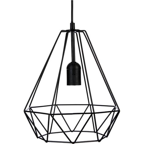 Lampe Suspension Métal 26cm Noir (1/2)
