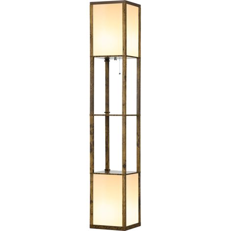 Modern Shelf Floor Lamp  Dual Ambient Light, Standing Lamp Living Room, Bedroom, 156cm, Brown (1/5)