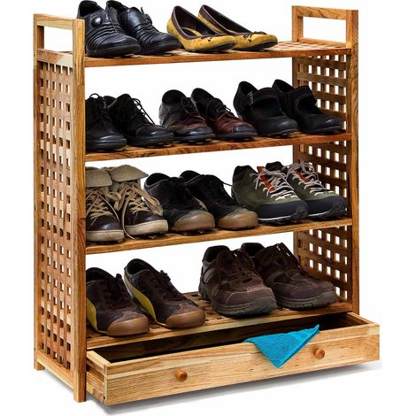 Schuhregal aus walnussholz mit schublade 883088