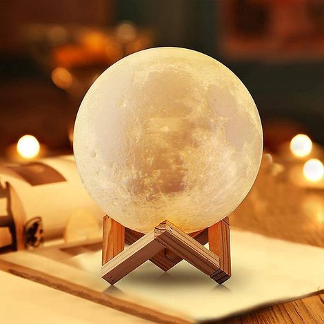 Lámpara lunar luminosa 3D con soporte, 16 colores, control táctil (12 cm) (1/5)