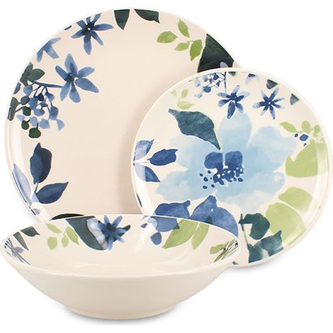 Service de table 36 pièces en grès, BLEUET (1/3)