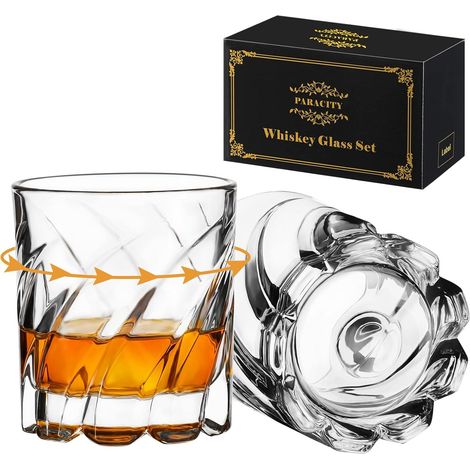 Lot de 2 verres à whisky rotatifs à l'ancienne, verres à bourbon/cocktail/rock pour bar, fête et maison, cadeau à whisky pour homme (1/5)
