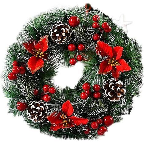 Handgefertigter Weihnachtskranz – Festliche Dekoration für Tür und Wand – Inklusive Ornamente – 32 cm (1/5)