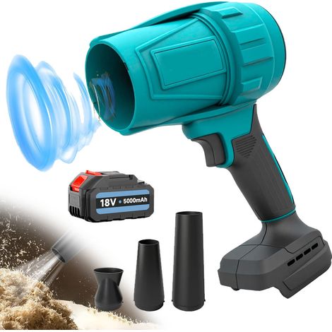 Senza fili Soffiatore per foglie, soffiatore elettrico per polvere, soffiatore portatile con 1 batteria da 5500 mAh, compatibile con batterie Makita, per pulizia del patio, asciugatura, campeggio, bol