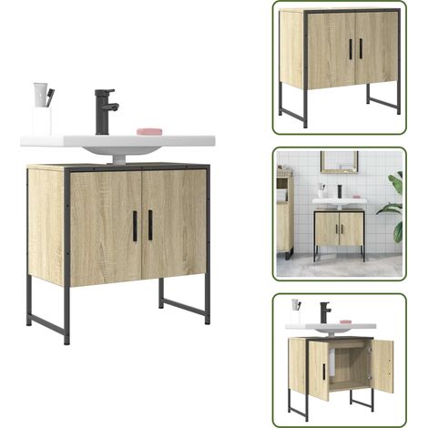 The Living Store Waschbeckenunterschrank Sonoma-Eiche 60x33x60 cm Holzwerkstoff - Badwandschrank