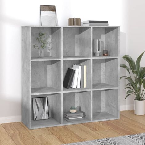 Bibliothèque, Étagère de Rangement, Meuble pour Dossier, Armoire de Rangement Gris béton 98x30x98 cm Aggloméré AXZ65639 (1/5)