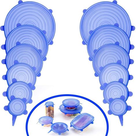 Coperchi in silicone elasticizzato, 12 coperchi in silicone elasticizzato di varie misure (1/5)