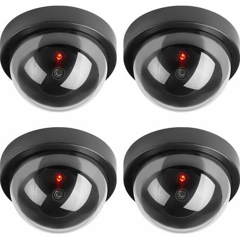 Caméras factices, Fausse de Sécurité Caméra Dôme CCTV avec LED Clignotant Lumière pour Les Entreprises Magasins Accueil, Usage Intérieur Extérieur (4 Pack) (1/5)