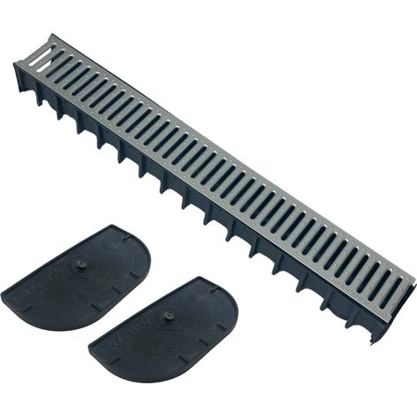 EINSIDE Caniveaux de Récupération d'Eau et de Drainage des Eaux de Pluie avec Grille Galvanisée – Hauteur 5 cm
