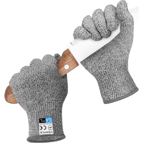 Schnittfeste Handschuhe mit Hochleistungsschutz der Stufe 5, Arbeitshandschuhe für Küche, Mandoline, Fischfiletieren, Fleischschneiden und Tranchieren (L)