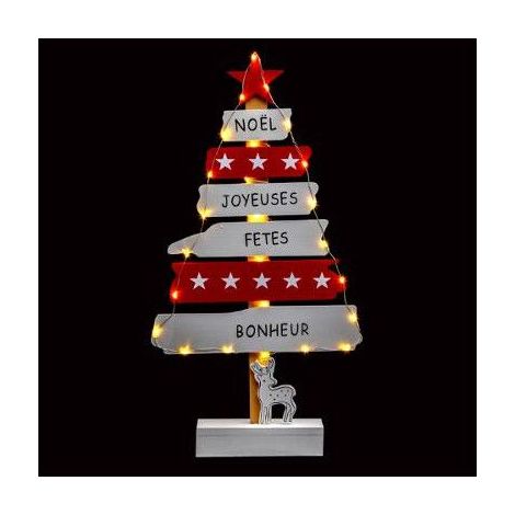 Fééric Lights And Christmas – Pancarte lumineuse en sapin H 50 cm – Couleur blanc chaud – 30 LED fixes – Fonctionne avec 2 piles AA – Pour intérieur uniquement (1/4)