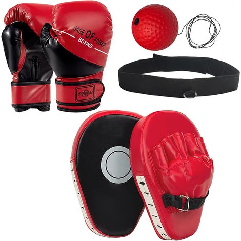 3-in-1 Boxing Bear Paw and 6oz Kids Boxing Gloves with Boxing Reflex Ball, Boxing Kit for Children for Kickboxing Training, MMA, Muay Thai, Karate, Taekwondo (1/5)