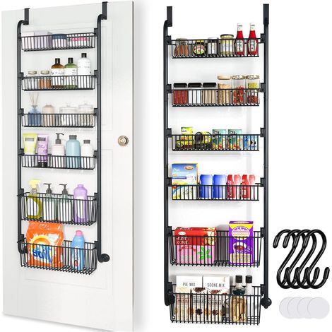 Etagere Rangement Suspendu à 6 étagères Paniers pour Porte Suspension Meuble avec 4 Crochets pour Cuisine Salle de Bain Buanderie Chambre Etagere Suspendue Porte (1/5)