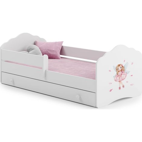 Letto per bambini FALA con cassetto e sponda 160x80 Ragazza con ali