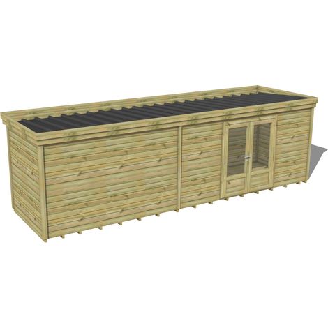 ABRI DE JARDIN bois traité 27mm, 8,2x2,1m, 18m2, Plancher