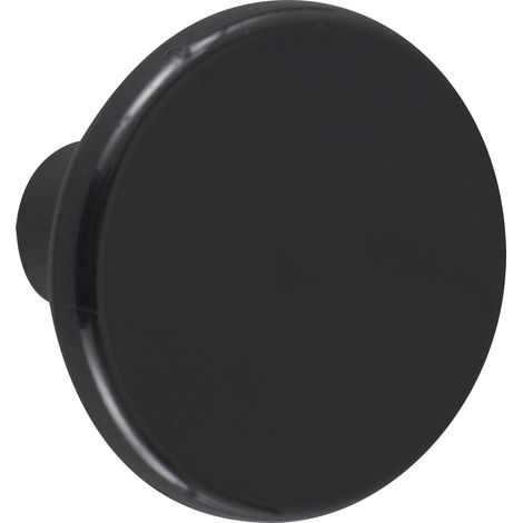 REI Lot de 6 boutons de meuble Rond noir plastique H.27 x l.33 x P.33 mm