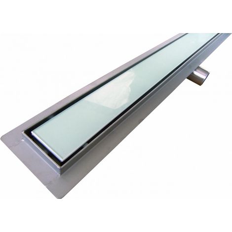 Edelstahl-Duschrinne Bernstein GL02 Ablaufblende Glas weiß 100cm