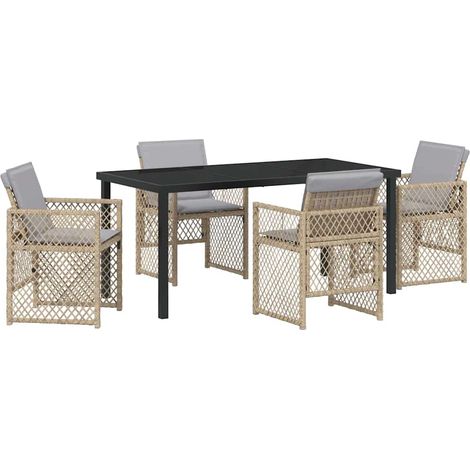 Maison Exclusive - Set da Pranzo per Giardino 5 pcs Beige polyrattan (1/5)