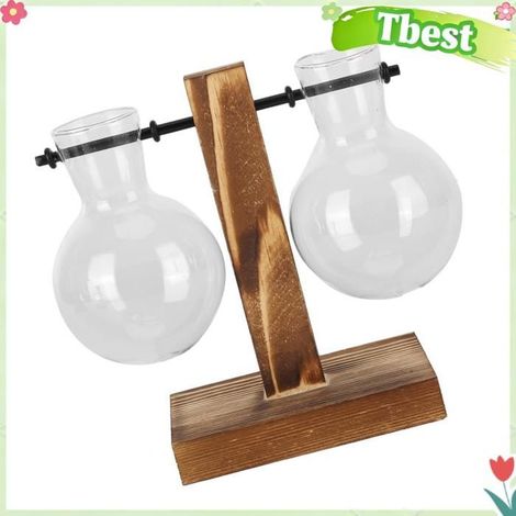 Tbest Vase à fleurs Vase de Jardinière Innovant avec Support en Bois Vase piscine jardin Type C (12x8x5,4 cm / 4,7x3,1x2,1 pouces) (1/5)