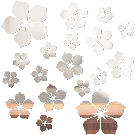Wandspiegel, Set mit 18 Spiegel-Wandaufklebern, DIY-Wandtattoos zur Hintergrunddekoration in Schlafzimmer und Badezimmer (1/4)