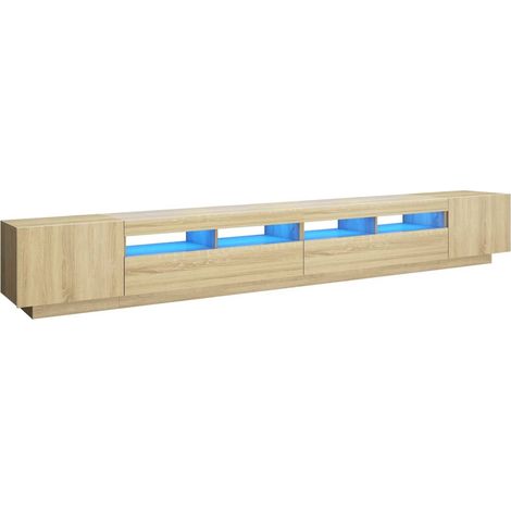 Mobile TV multimediale scaffale TV credenza TV sala da pranzo soggiorno camera da letto con luci a LED Rovere Sonoma 300 x 35 x 40 cm marrone 020026782