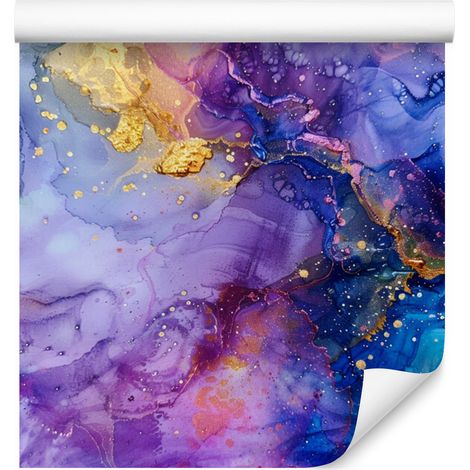 Papier peint bleu encre, violet, lavande et bleu marine 50x1000 cm (1/5)