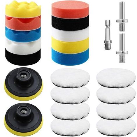 23-teiliges Autopolierset mit 80-mm-Schwammpads für M10-Bohrmaschine – Schleifen, Polieren und Wachsen (1/5)