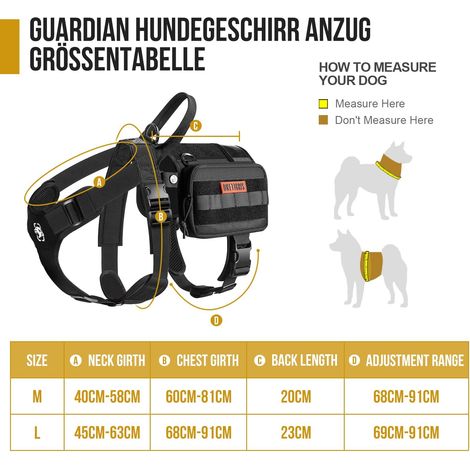 Harnais tactique pour chien avec sacoches amovibles, gilet réglable pour entraînement et randonnée, idéal pour chiens de grande taille (1/5)