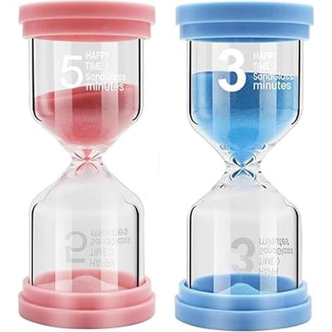 Temporizador para niños, temporizador de vaso, reloj para cepillo de dientes, juego de 3 y 5 minutos, juegos para el aula, cocina, oficina, hora del té, niños (1/5)