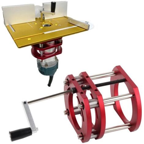 Ascenseur de Routeur, Kit de Système de Levage de Routeur en Métal pour Plaque de Base D'insertion de Scie à Table de Routeur, Serrage à 4 Mâchoires (1/4)