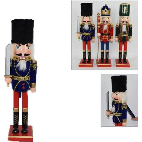 Soldato schiaccianoci soldatino in legno CM 38 per decorazioni di natale collezione addobbi CASA VETRINA NEGOZIO - decoro: Vestito blu (1/4)