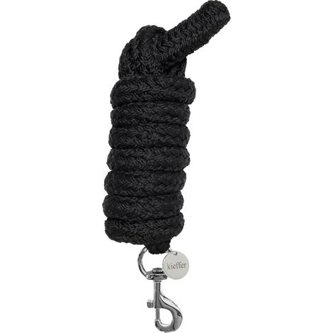 Kieffer Führstrick für Pferde, Satin Shine, 2 m - Drehkarabiner, Schwarz