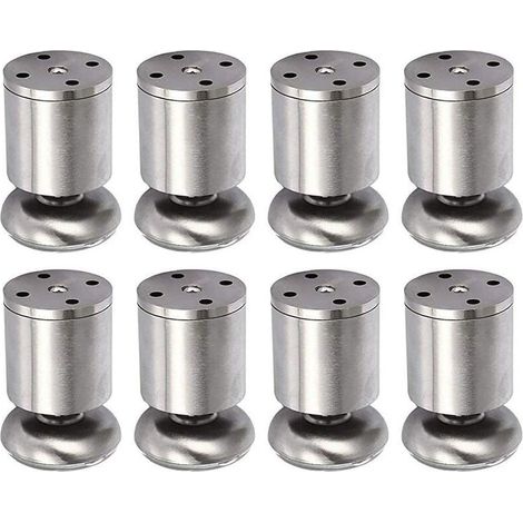 8 pcs Pieds de Meuble en Acier Inoxydable réglables en Hauteur, Pieds de Table, 50 x 80 mm, tapis en caoutchouc, sûr et silencieux (1/4)