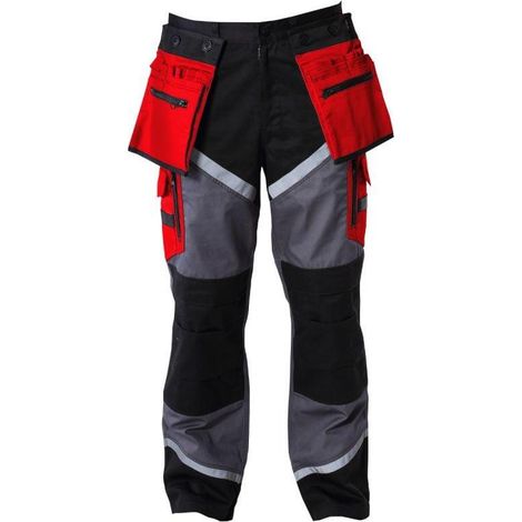 Pantalones NEGRO-GRIS-ROJO 100% algodón Con estampado reflectante, "L", CE, lahti (1/2)
