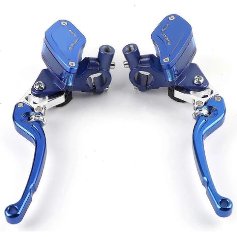 Paire de leviers de maître-cylindre d'embrayage et de pompe de frein hydraulique CNC de 22 mm pour moto, réglables, bleus (1/3)