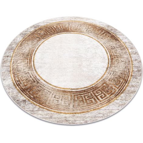 Tapis lavable MIRO 51236.807 cercle Marbre, grec antidérapant - beige / or beige cercle 120 cm