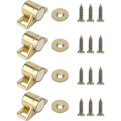 Loqueteau Magnétique, Loquet Aimanté en Alliage de Zinc Bronze Doré avec Fermeture Silencieuse et Sécurisée pour Armoire de Cuisine et Bureau