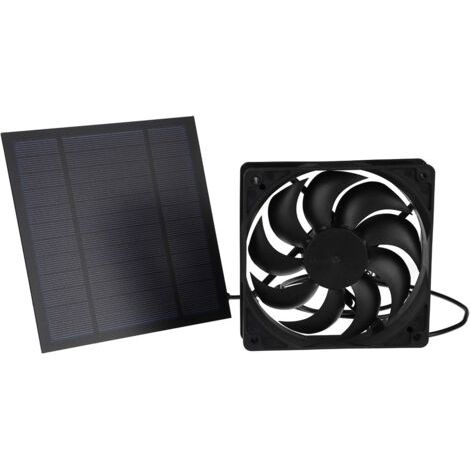 Mini ventilateur à panneau solaire 20W 12V pour camping, caravane, yacht, serre, niche pour chien, poulailler (1/5)