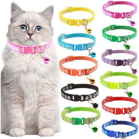 QORVA-Collier pour chat imprimé léopard, collier réglable pour animal de compagnie avec boucle de sécurité à cloche