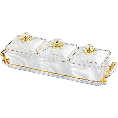 Boîte de conservation des aliments, plateau à apéritifs compartimenté, plateau multifonction pour apéritifs, plateau de service pour apéritifs à la maison, à l'hôtel, fruits secs-Transparent (1/5)