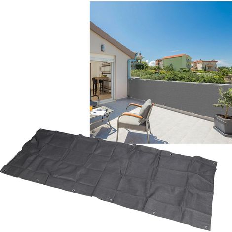 Filet d'intimité 0,9 x 5 m pour balcon, filet de sécurité, filet pare-soleil, voile d'ombrage à boucle, filet de protection solaire, gris foncé (1/5)