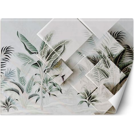 Papier peint feuilles vertes 3d - 368 x 254 cm (1/4)