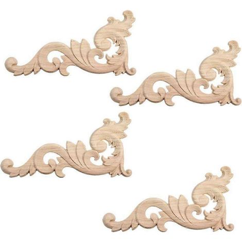 Set mit 4 handgefertigten Eckornamenten aus Holz für Kleiderschrankmöbel, 15 x 7,5 cm (1/5)