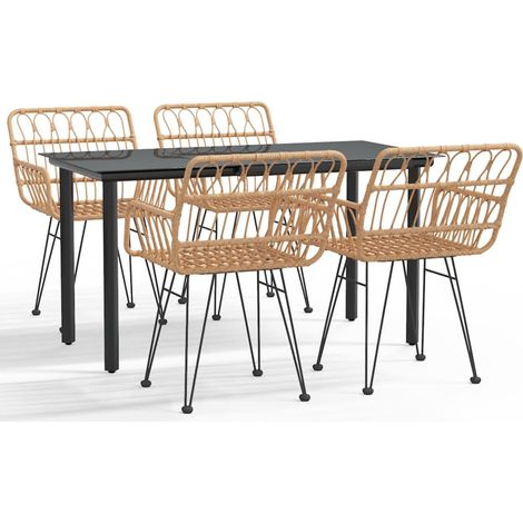 Maison Exclusive - Set da Pranzo da Giardino 5 pz in Polyrattan