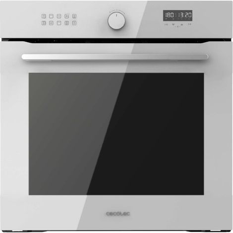 Cecotec Horno Integrable Multifunción 60cm Bolero Hexa AF316000 Glass White A. 3400W, 81L Capacidad, 11 Funciones con Airfryer Master, Pizza Master, Steam Asisst, Steam EasyClean, 3D Cooking, Defrost