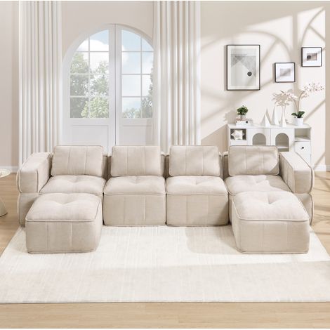 CHICFURN Divano modulare 198x93x67 cm in poliestere giallo, senza montaggio, per soggiorno (1/5)