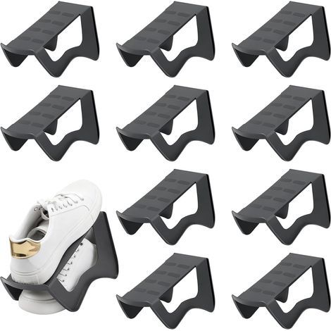 Set of 10 Space-Saving Shoe Racks, Durable PP Shoe Holders, Non-Slip Shoe Organizers, Shoe Holders for Storing and Displaying High Heels, Sports Shoes, Flip-Flops (1/5)